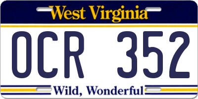 WV license plate OCR352