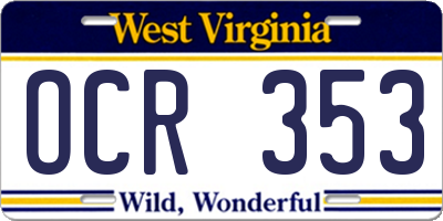 WV license plate OCR353