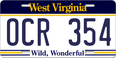 WV license plate OCR354