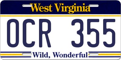WV license plate OCR355