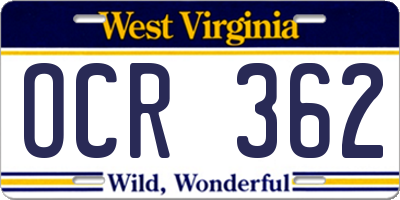WV license plate OCR362