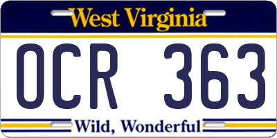 WV license plate OCR363