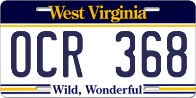 WV license plate OCR368
