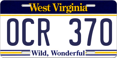 WV license plate OCR370