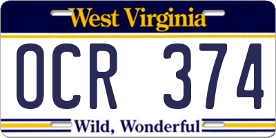 WV license plate OCR374