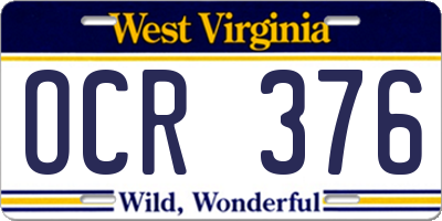 WV license plate OCR376