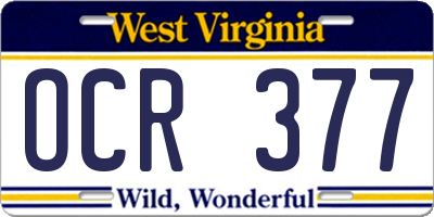 WV license plate OCR377