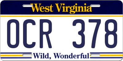 WV license plate OCR378