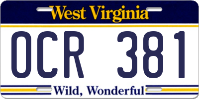 WV license plate OCR381