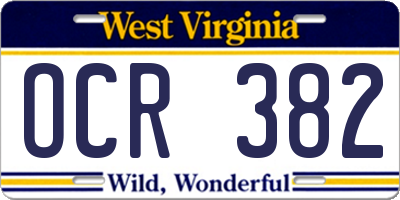 WV license plate OCR382