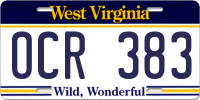 WV license plate OCR383