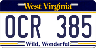 WV license plate OCR385