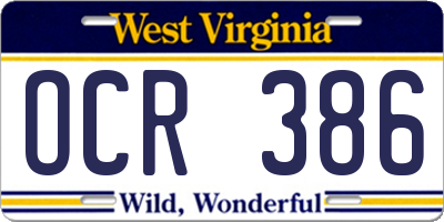 WV license plate OCR386