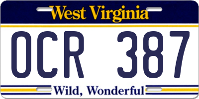 WV license plate OCR387