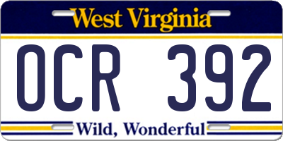 WV license plate OCR392