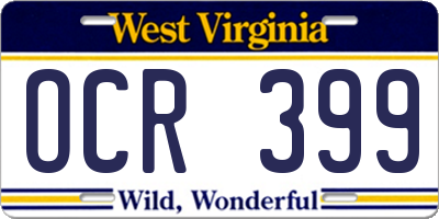 WV license plate OCR399