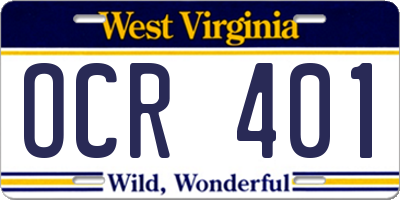 WV license plate OCR401