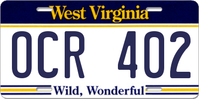 WV license plate OCR402