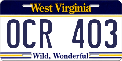 WV license plate OCR403