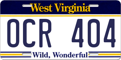 WV license plate OCR404