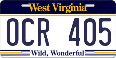 WV license plate OCR405