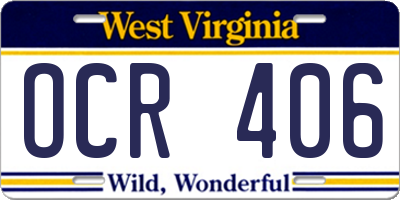 WV license plate OCR406