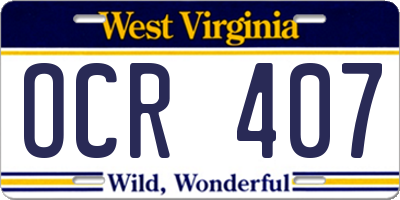 WV license plate OCR407