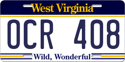 WV license plate OCR408