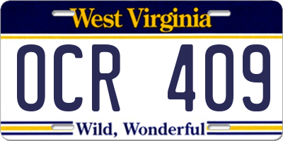 WV license plate OCR409