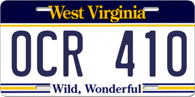 WV license plate OCR410