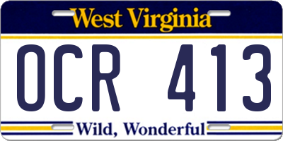 WV license plate OCR413