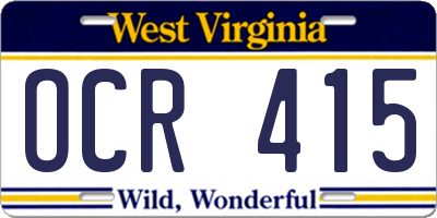WV license plate OCR415