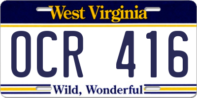 WV license plate OCR416