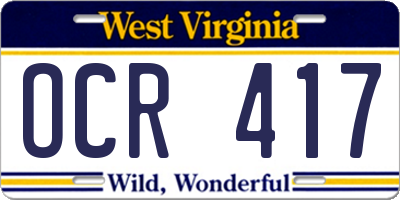 WV license plate OCR417