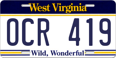 WV license plate OCR419