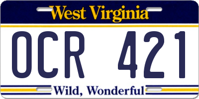 WV license plate OCR421