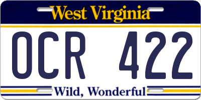 WV license plate OCR422