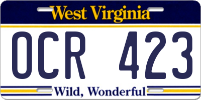 WV license plate OCR423