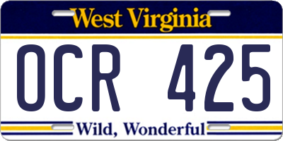 WV license plate OCR425