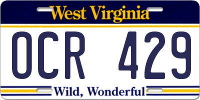 WV license plate OCR429