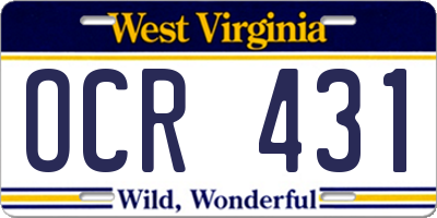 WV license plate OCR431