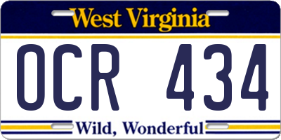 WV license plate OCR434