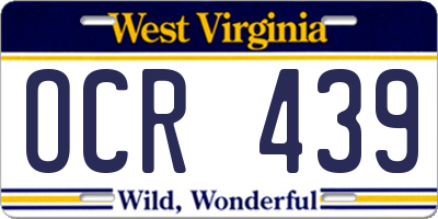 WV license plate OCR439