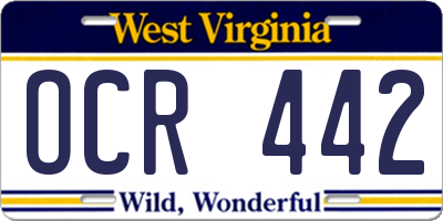WV license plate OCR442