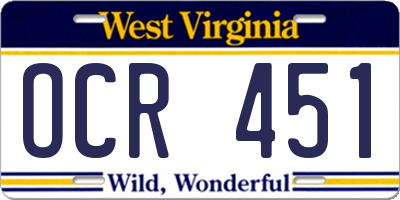 WV license plate OCR451
