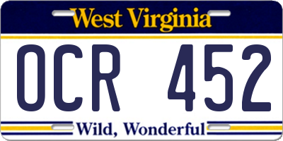 WV license plate OCR452