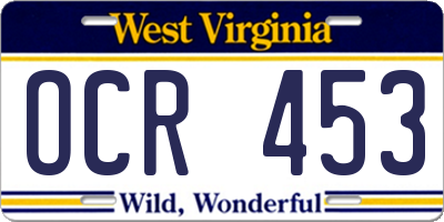 WV license plate OCR453