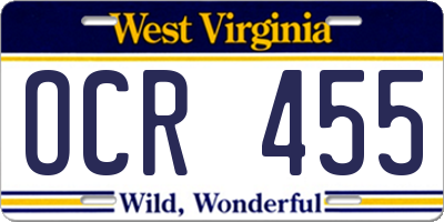 WV license plate OCR455