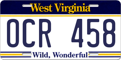 WV license plate OCR458