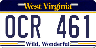 WV license plate OCR461